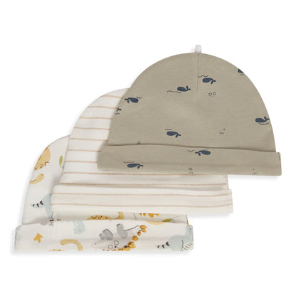 Babyfits Organic Cotton Caps Dino Pack of 3 (0-6m)