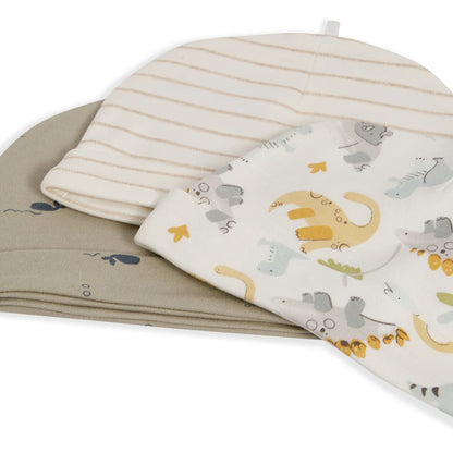Babyfits Organic Cotton Caps Dino Pack of 3 (0-6m)