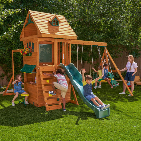 KidKraft Ridgeview Deluxe Clubhouse Wooden Swing Set & Playset KidKraft Ridgeview Deluxe Clubhouse Wooden Swing Set & Playset