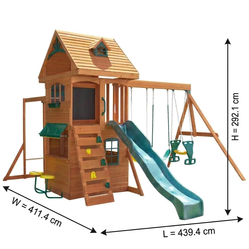 Kidkraft Ridgeview Deluxe Clubhouse Wooden Swing Set & Playset