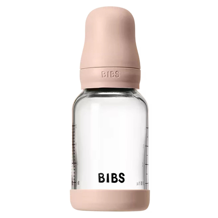 Bibs Glass Baby Bottle Round Latex  120 Ml Slow Flow 1 Pack (Blush)