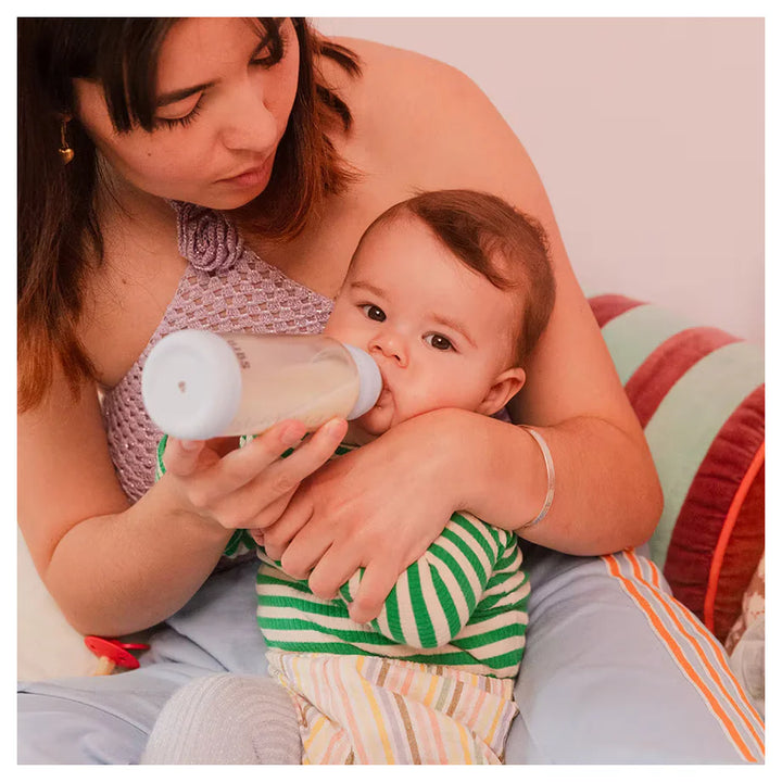 Bibs Glass Baby Bottle Round Latex  120 Ml Slow Flow 1 Pack (Blush)