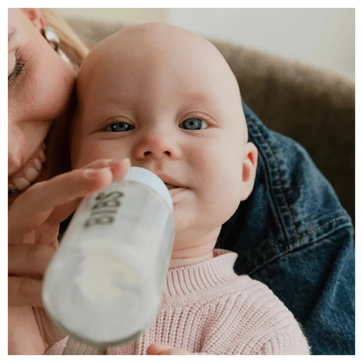 Bibs Glass Baby Bottle Round Latex  120 Ml Slow Flow 1 Pack (Blush)