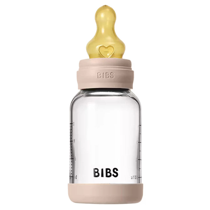 Bibs Glass Baby Bottle Round Latex  120 Ml Slow Flow 1 Pack (Blush)