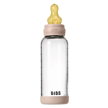 Bibs Glass Baby Bottle Round Latex 240 Ml Medium Flow 1 Pack (Blush)