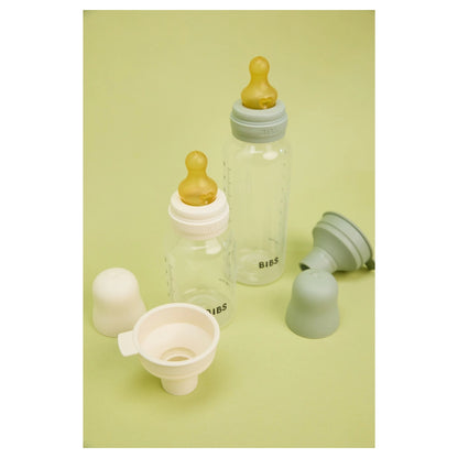 BIBS Glass Baby Bottle Round Latex 2 Pack 240 ml Medium Flow (Ivory)