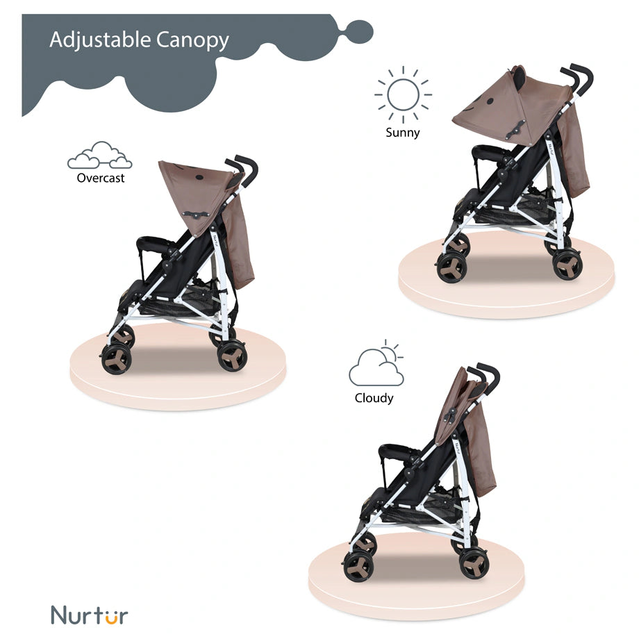 Nurtur Luca Character Stroller with Shoulder Strap & Basket (Brown)