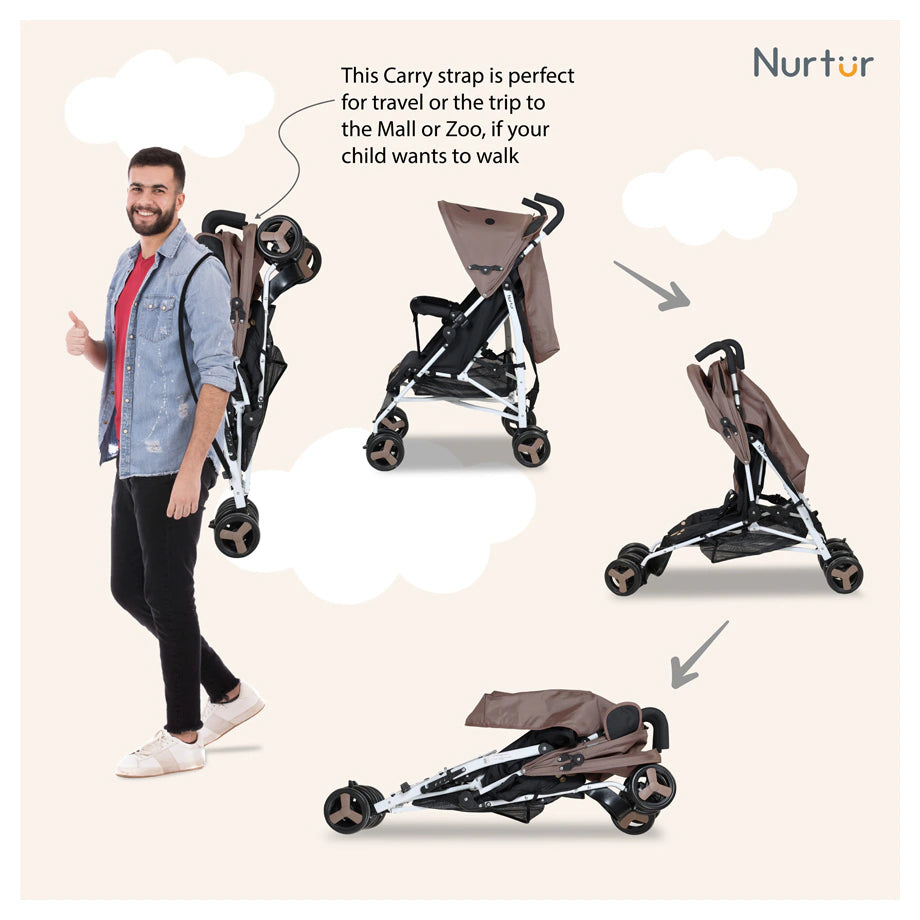 Nurtur Luca Character Stroller with Shoulder Strap & Basket (Brown)