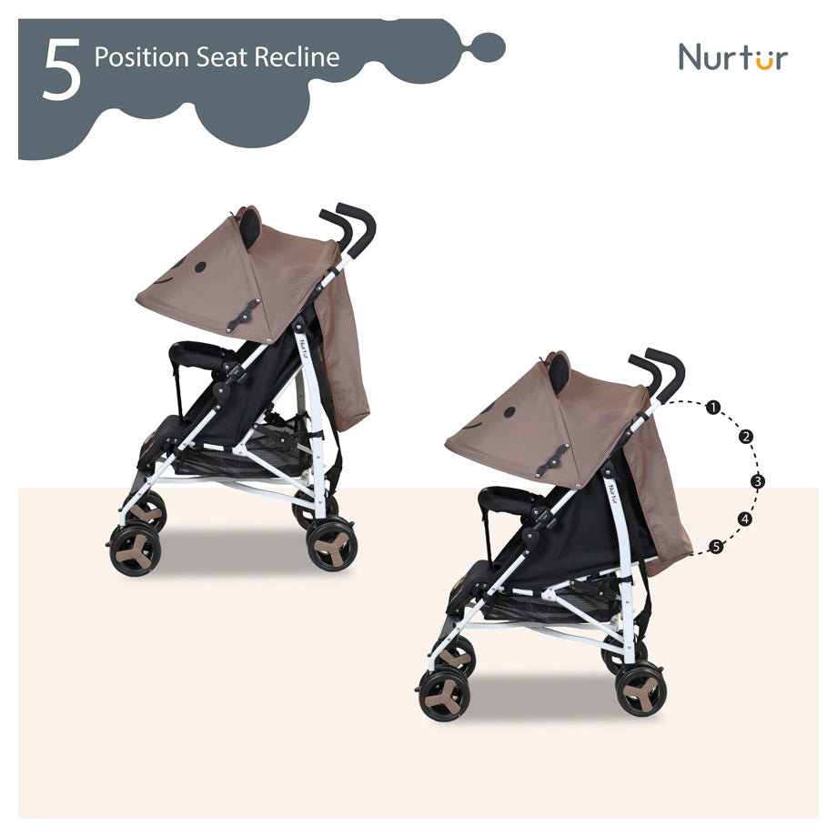 Nurtur Luca Character Stroller with Shoulder Strap & Basket (Brown)
