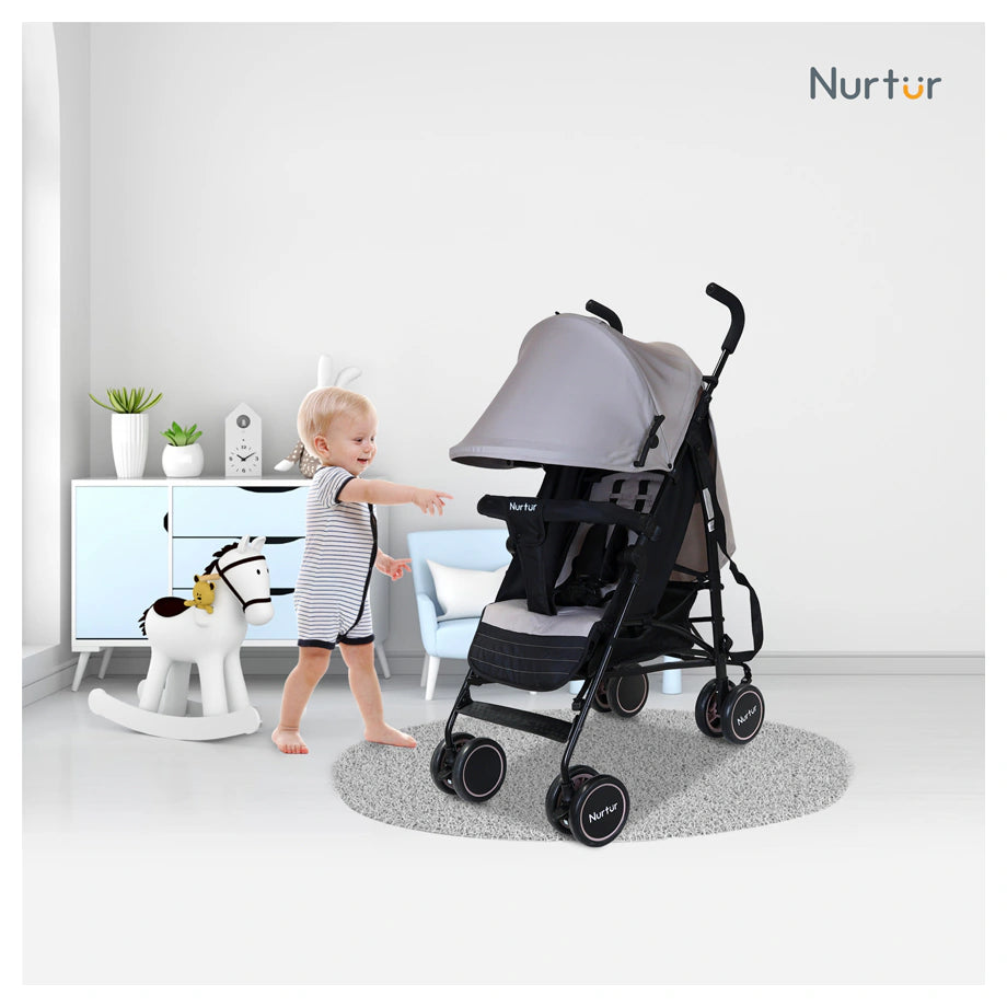 Nurtur Archer Compact Lightweight Travel Stroller with Basket (Grey)