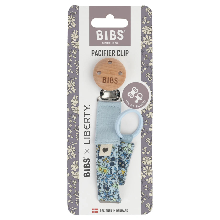 BIBS x Liberty Pacifier Clip Chamomile Lawn (Baby Blue)