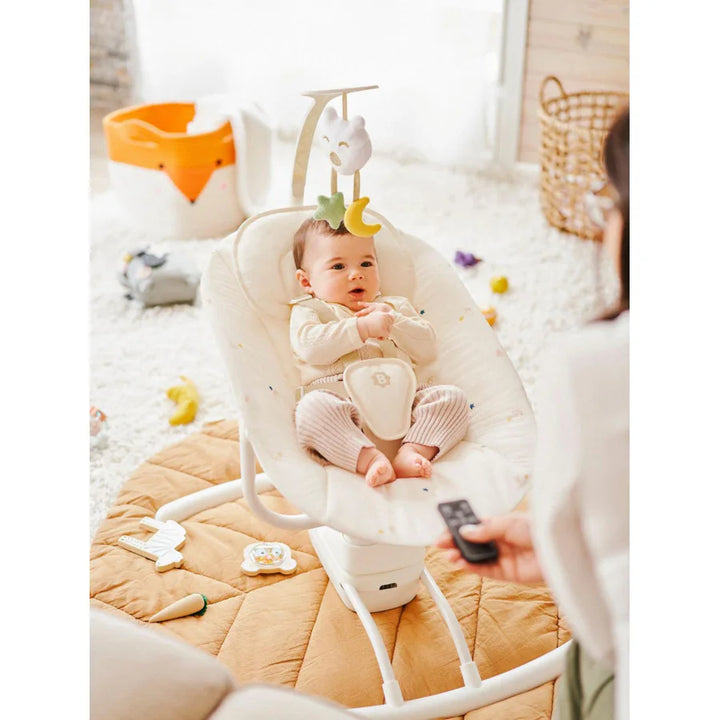 Badabulle Lateral Nursery Baby Swing with Remote Control (Cream)