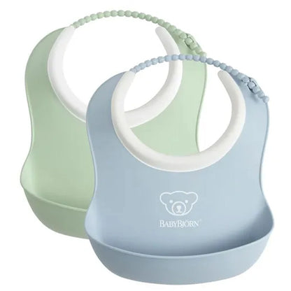 Babybjorn Baby Bib Pack of 2 (Powder Green / Powder Blue)
