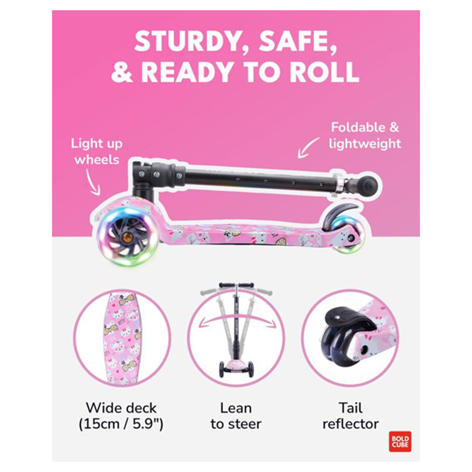 Boldcube 3 Wheel Scooter Big Fold Kitty Love
