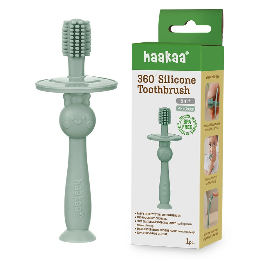 Haakaa 360° Silicone Toothbrush (Pea Green)