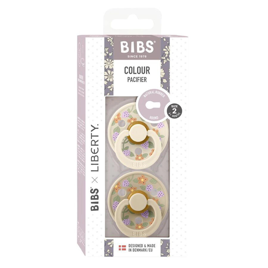 Bibs x Liberty 2 Pack Colour Strawberries and Cream Latex Size 2 Ivory Mix