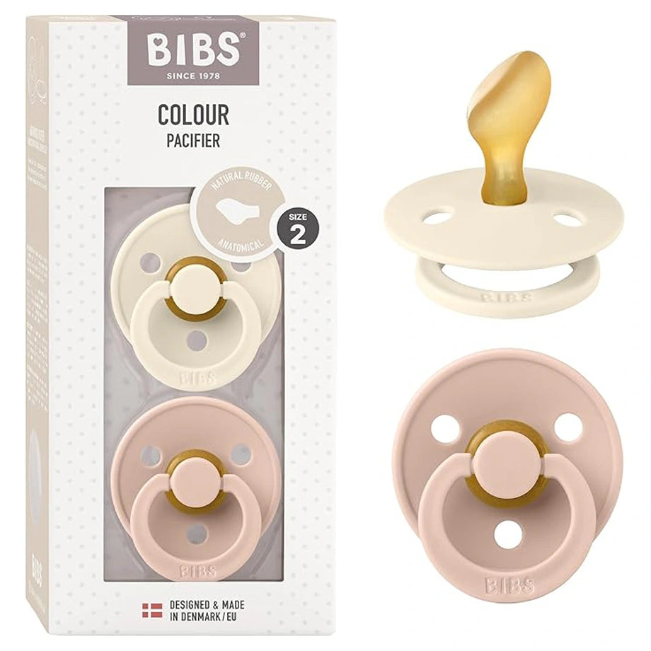 Bibs Colour 2 Pack Latex Size 2 Anatomical (Ivory/Blush)