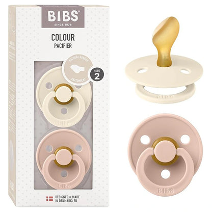 Bibs Colour 2 Pack Latex Size 2 Anatomical (Ivory/Blush)