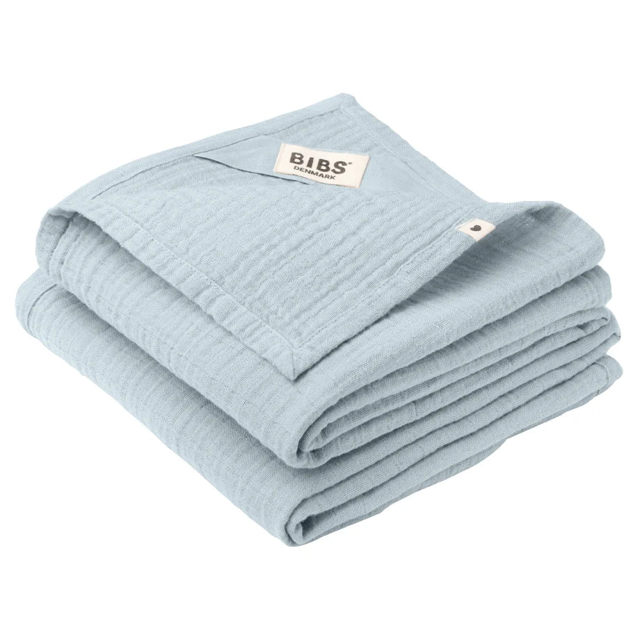 BIBS Muslin Cloth 2 Pack 70x70 cm (Baby Blue)