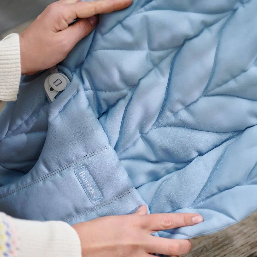 BabyBjörn Bouncer Bliss Cotton, Petal Quilt (Blue) W/ Toy for Bouncer BabyBjörn Bouncer Bliss Cotton, Petal Quilt (Blue) W/ Toy for Bouncer