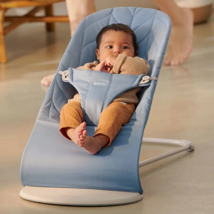 BabyBjörn Bouncer Bliss Cotton, Petal Quilt (Blue) W/ Toy for Bouncer BabyBjörn Bouncer Bliss Cotton, Petal Quilt (Blue) W/ Toy for Bouncer