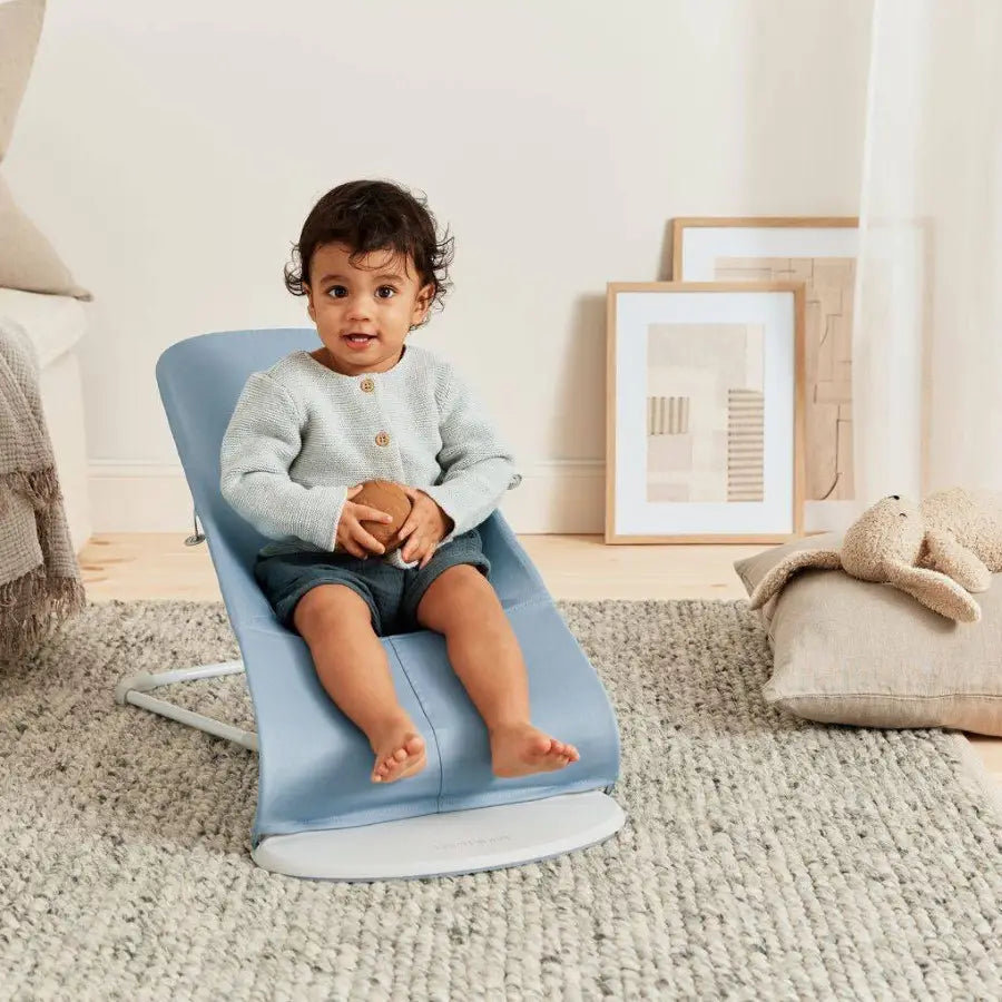 BabyBjörn Bouncer Bliss Cotton, Petal Quilt (Blue) W/ Toy for Bouncer BabyBjörn Bouncer Bliss Cotton, Petal Quilt (Blue) W/ Toy for Bouncer