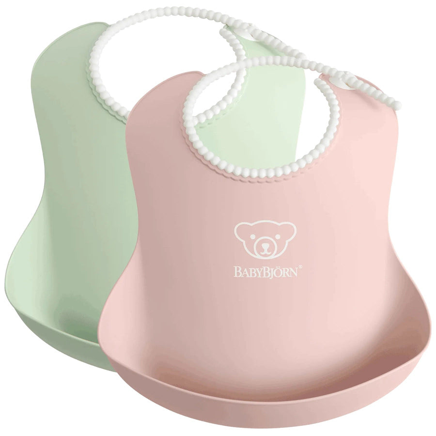 BabyBjörn Baby Bib (Powder Green/Powder Pink) - Pack of 2