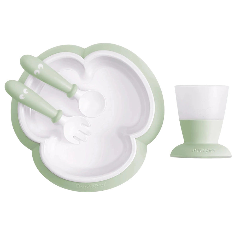مجموعة تغذية الطفل من بيبي بيورن - ٤ قطع (أخضر بودرة) مجموعة تغذية الطفل من بيبي بيورن - ٤ قطع (أخضر بودرة)