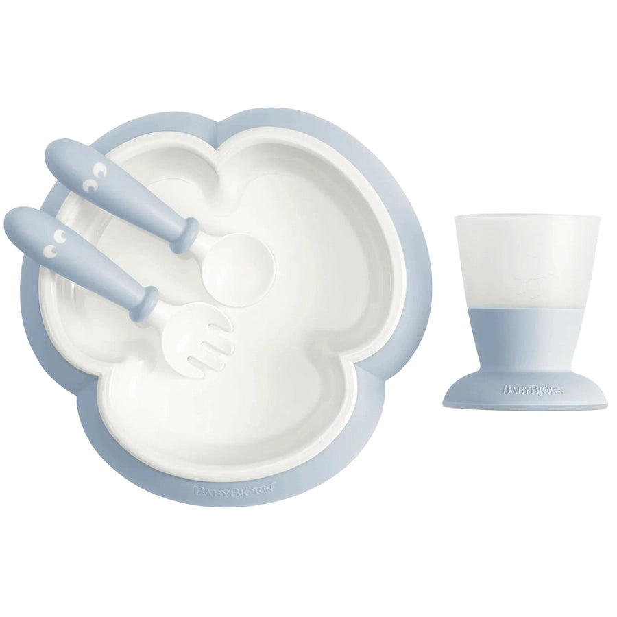 BabyBjörn Baby Feeding Set - 4 pcs (Powder Blue)