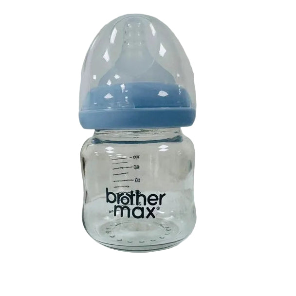 Brother Max Newbron Glass Feeding Bottle 100ml + SS Teat (Blue)