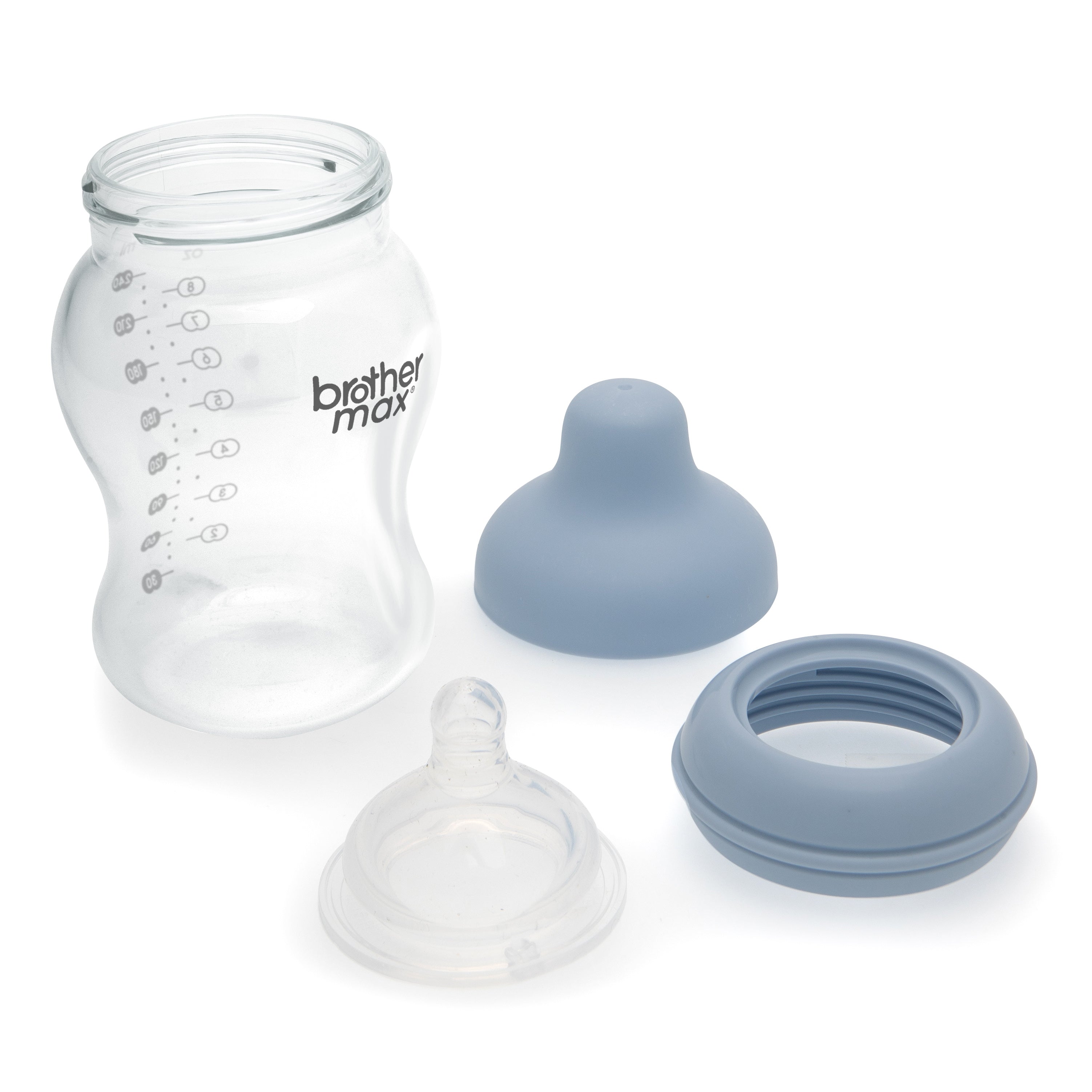 Brother Max - PP Extra Wide Neck Feeding Bottle 240ml/8oz + M Teat (Blue)