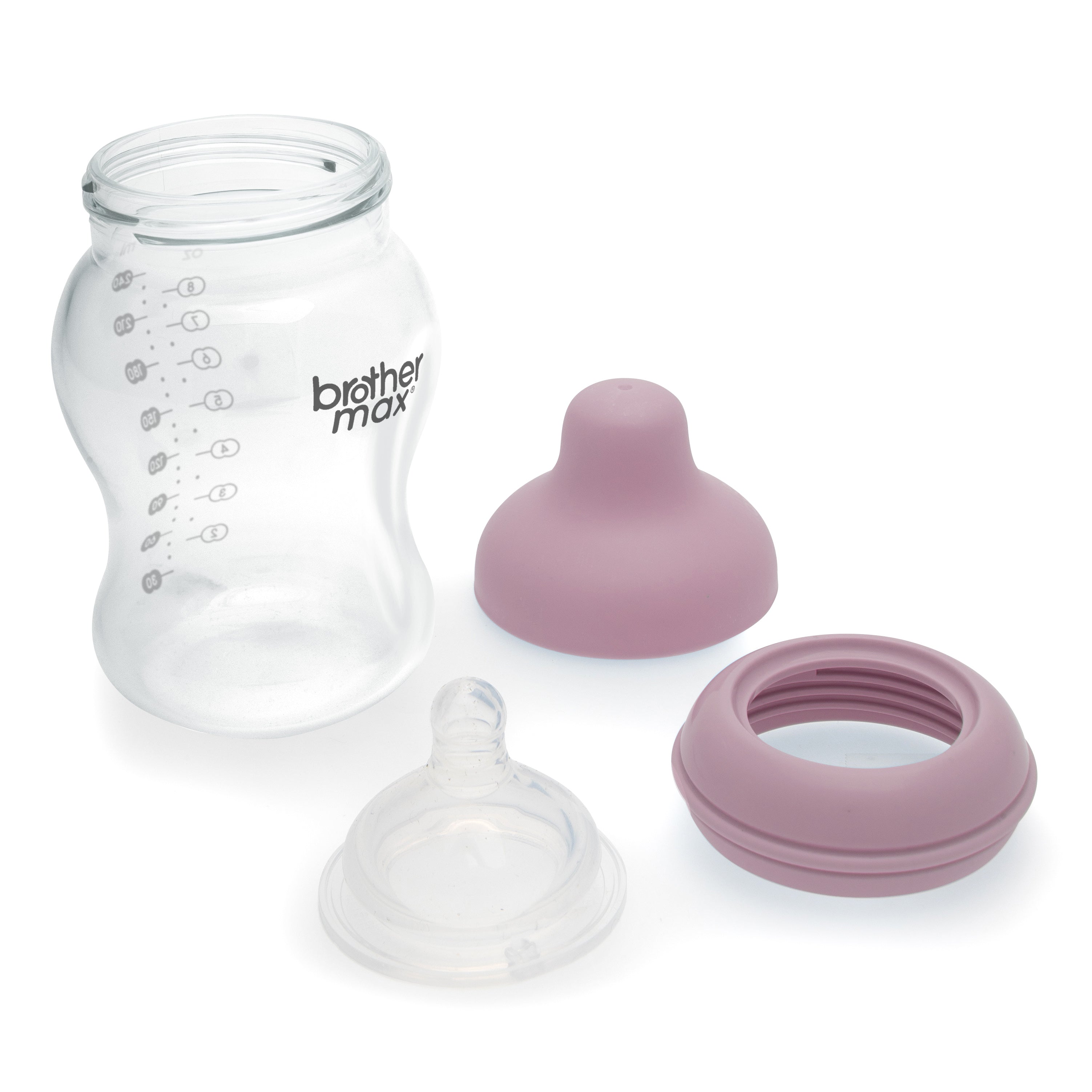 Brother Max - PP Extra Wide Neck Feeding Bottle 240ml/8oz + M Teat (Pink)
