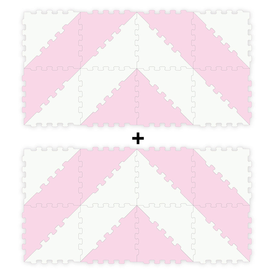 Sunta 2-Colours Triangle Puzzle Floor Mat 32pcs (Pink-White)