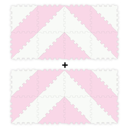 Sunta 2-Colours Triangle Puzzle Floor Mat 32pcs (Pink-White)