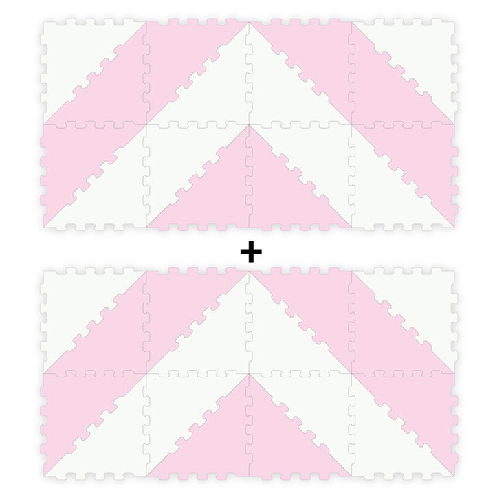 Sunta 2-Colours Triangle Puzzle Floor Mat 32pcs (Pink-White)