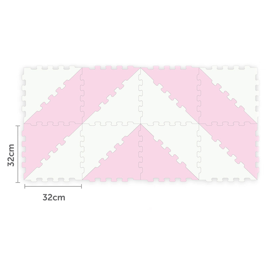 Sunta 2-Colours Triangle Puzzle Floor Mat 32pcs (Pink-White)
