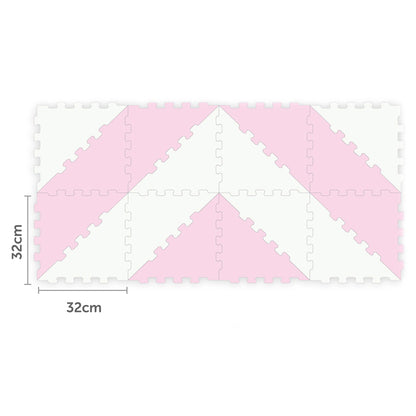 Sunta 2-Colours Triangle Puzzle Floor Mat 32pcs (Pink-White)