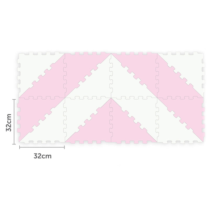 Sunta 2-Colours Triangle Puzzle Floor Mat 32pcs (Pink-White)