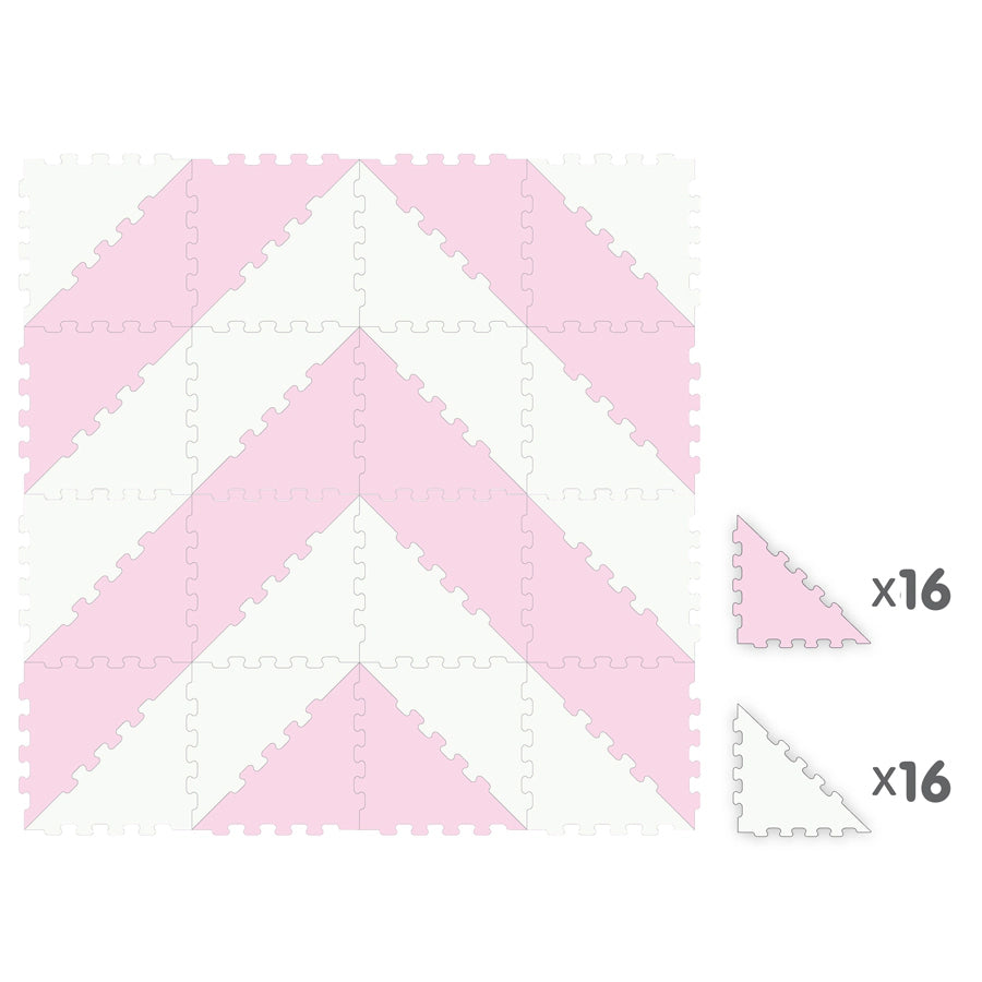 Sunta 2-Colours Triangle Puzzle Floor Mat 32pcs (Pink-White)