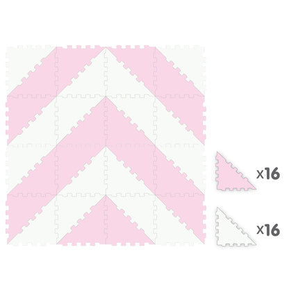 Sunta 2-Colours Triangle Puzzle Floor Mat 32pcs (Pink-White)