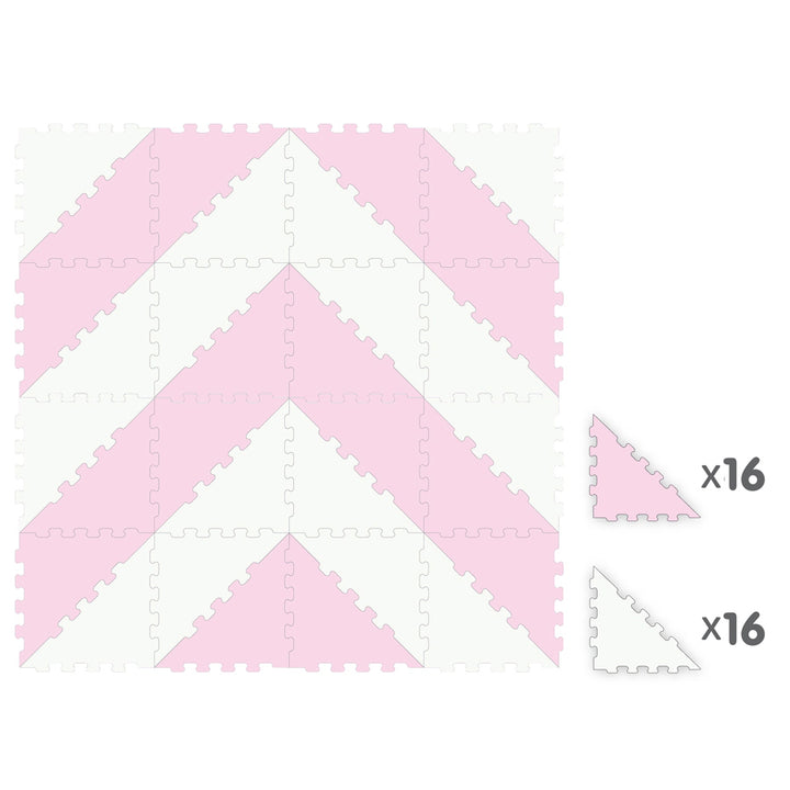 Sunta 2-Colours Triangle Puzzle Floor Mat 32pcs (Pink-White)