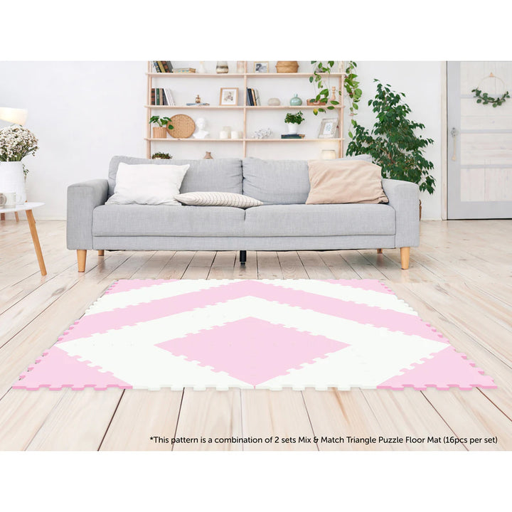 Sunta 2-Colours Triangle Puzzle Floor Mat 32pcs (Pink-White)
