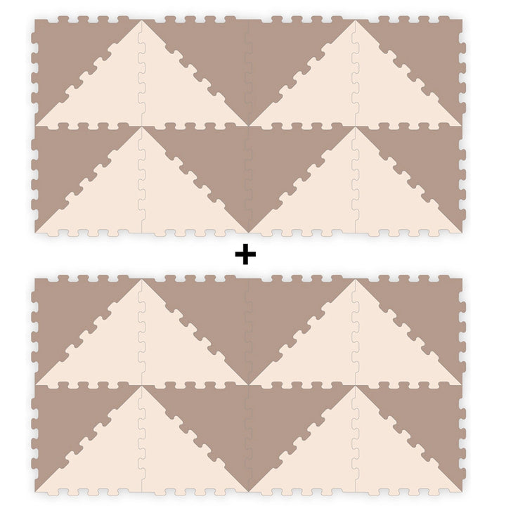 Sunta 2-Colours Triangle Puzzle Floor Mat 32pcs (Brown-Beige)