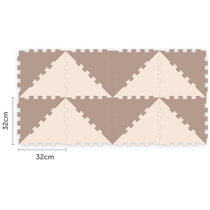 Sunta 2-Colours Triangle Puzzle Floor Mat 32pcs (Brown-Beige)