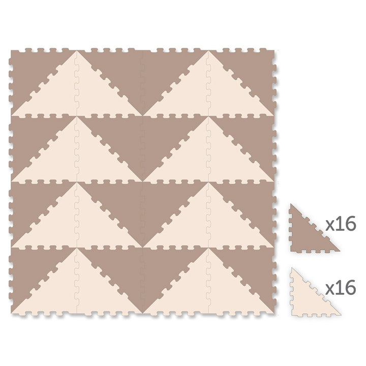 Sunta 2-Colours Triangle Puzzle Floor Mat 32pcs (Brown-Beige)