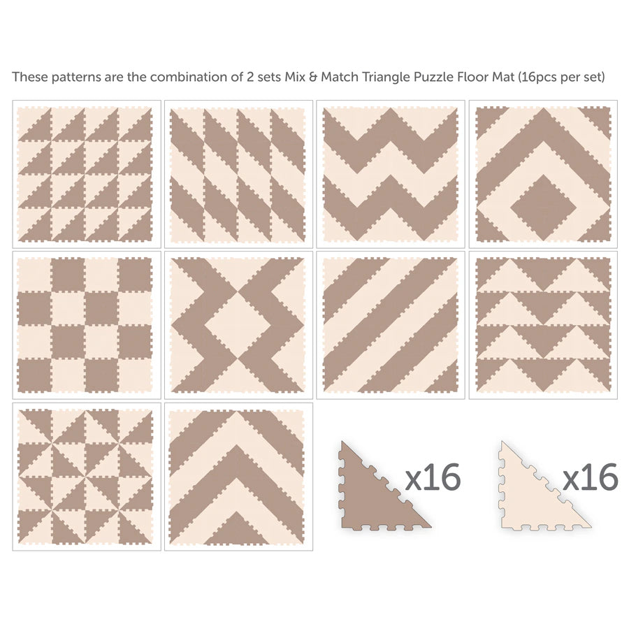 Sunta 2-Colours Triangle Puzzle Floor Mat 32pcs (Brown-Beige) Sunta 2-Colours Triangle Puzzle Floor Mat 32pcs (Brown-Beige)