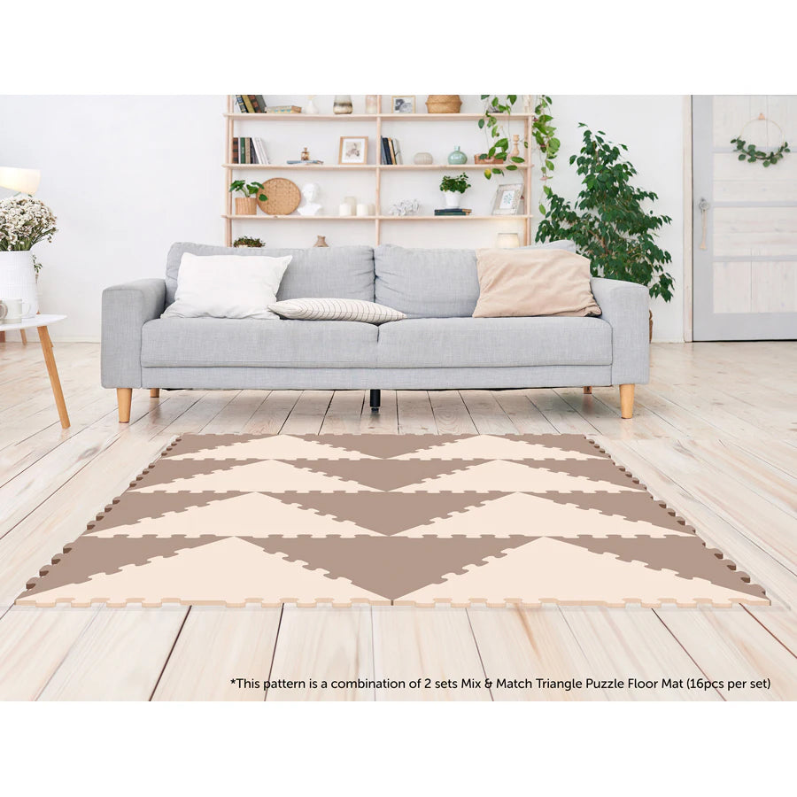 Sunta 2-Colours Triangle Puzzle Floor Mat 32pcs (Brown-Beige) Sunta 2-Colours Triangle Puzzle Floor Mat 32pcs (Brown-Beige)