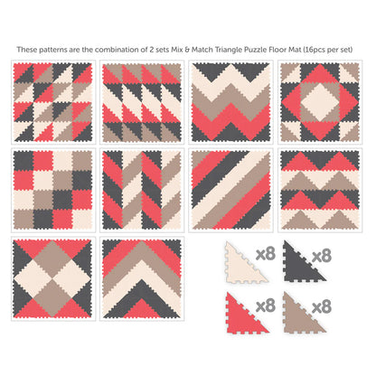Sunta 4-Colours Triangle Puzzle Floor Mat 32pcs