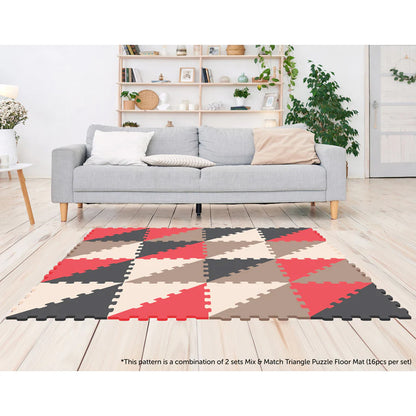 Sunta 4-Colours Triangle Puzzle Floor Mat 32pcs
