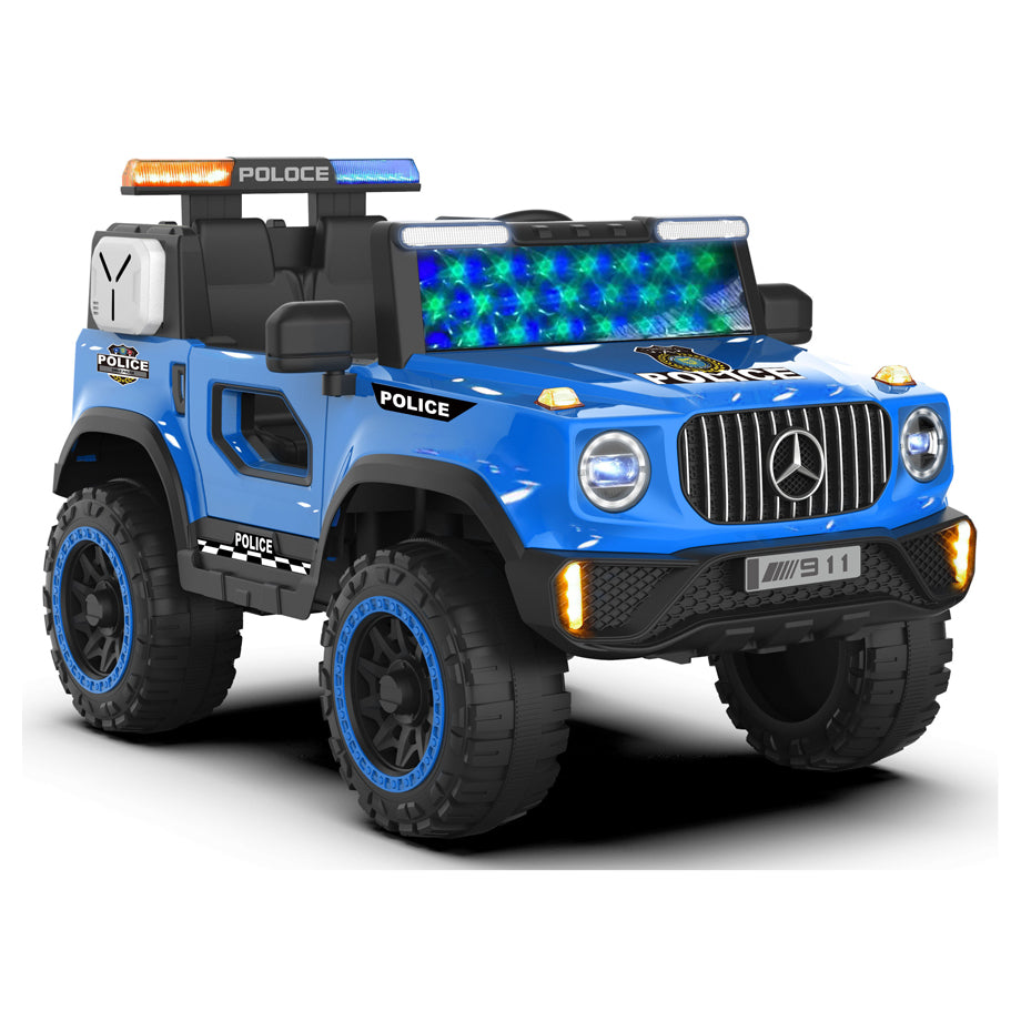 Orbic Kids G700 Police  Edition 4X4 Battery Operated Jeep 12V With Leather Seat (Blue)